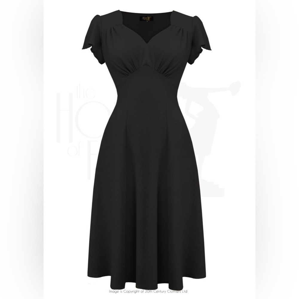 The House of Foxy 1940s Black Betty Tea Dress UK 8, US 4 Small